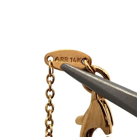 Designer ARR 14K Yellow Gold Puffy Heart Love Anniversary Pendant Chain Necklace